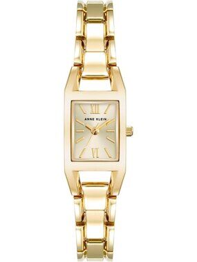 Women's Gold Adjustable Link Bracelet Crystal Lens Dress Quartz Wrist Watch
